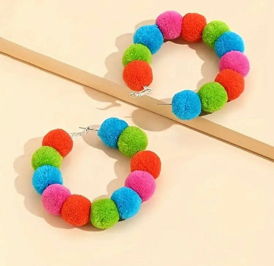 Fluffy flocking ball earrings.