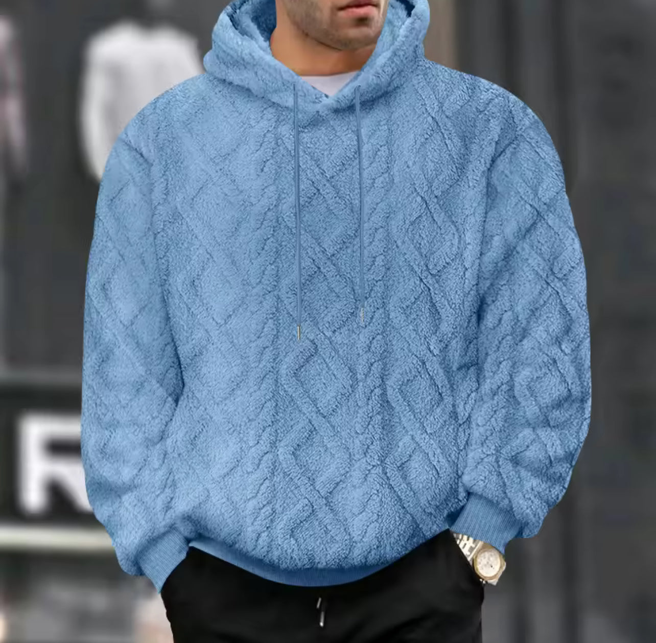 Winter men’s high street jacquard hoodie