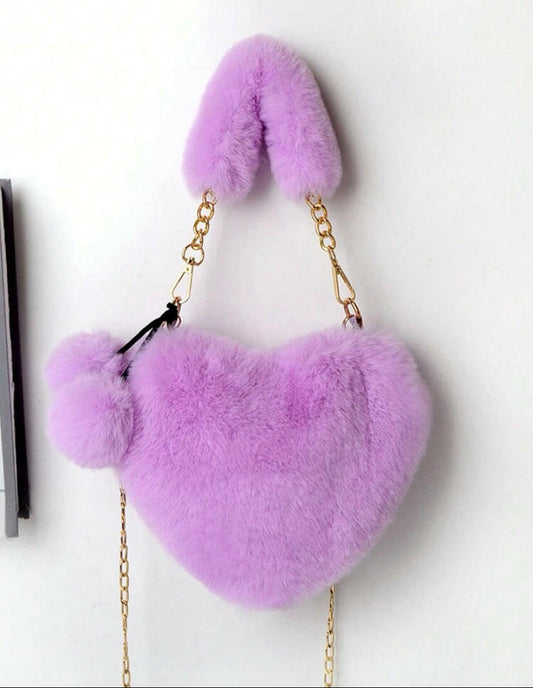 Cute Heart Fluffy Handbag.