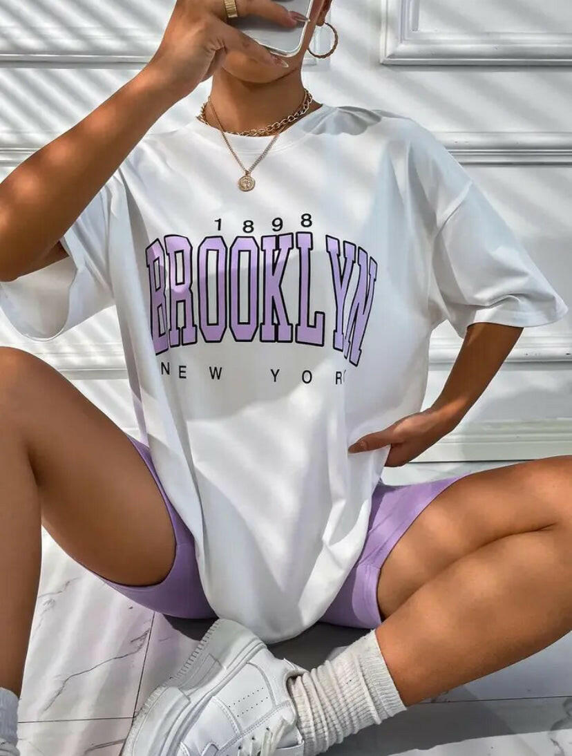 Lilac Brooklyn top and cycling short set.