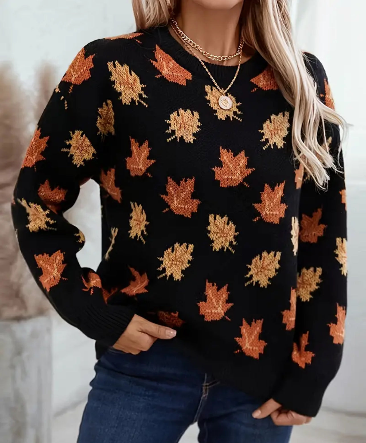 Leaf pattern sweater