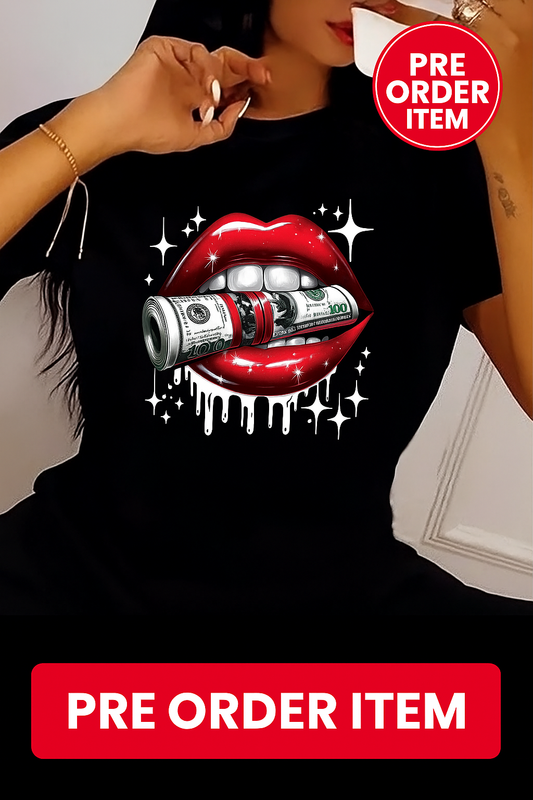 Lips and dollar design T-shirt