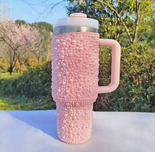 Diamond studded pearl tumbler cup PRE ORDER *