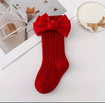 Festive 2 pairs of socks with silk ribbbon knot for girls