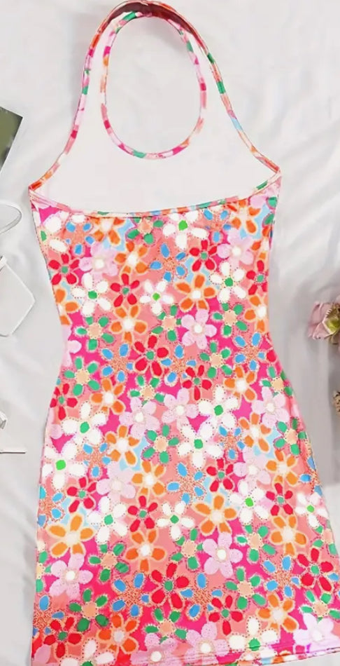 Floral backless dress