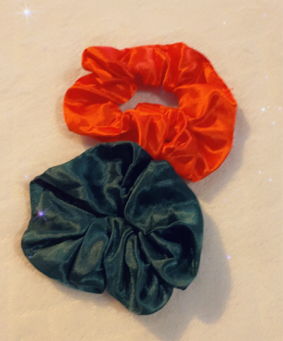 Two Christmas themed hair scrunchies