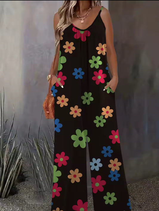 Plus size floral print wide leg jumpsuit *PRE ORDER*
