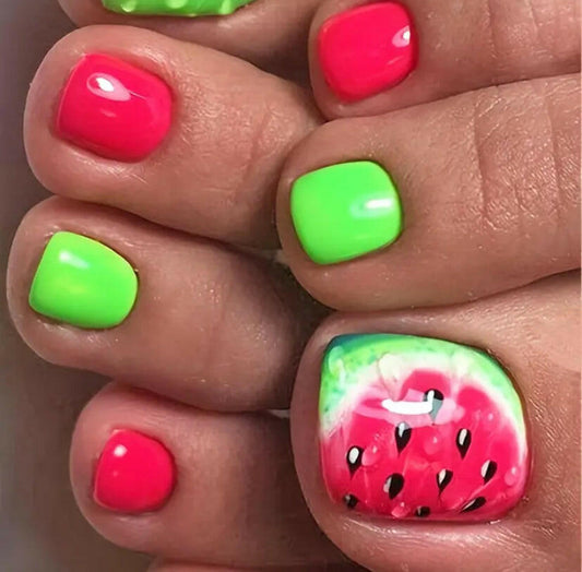 FLCN Watermelon design press on toenails.