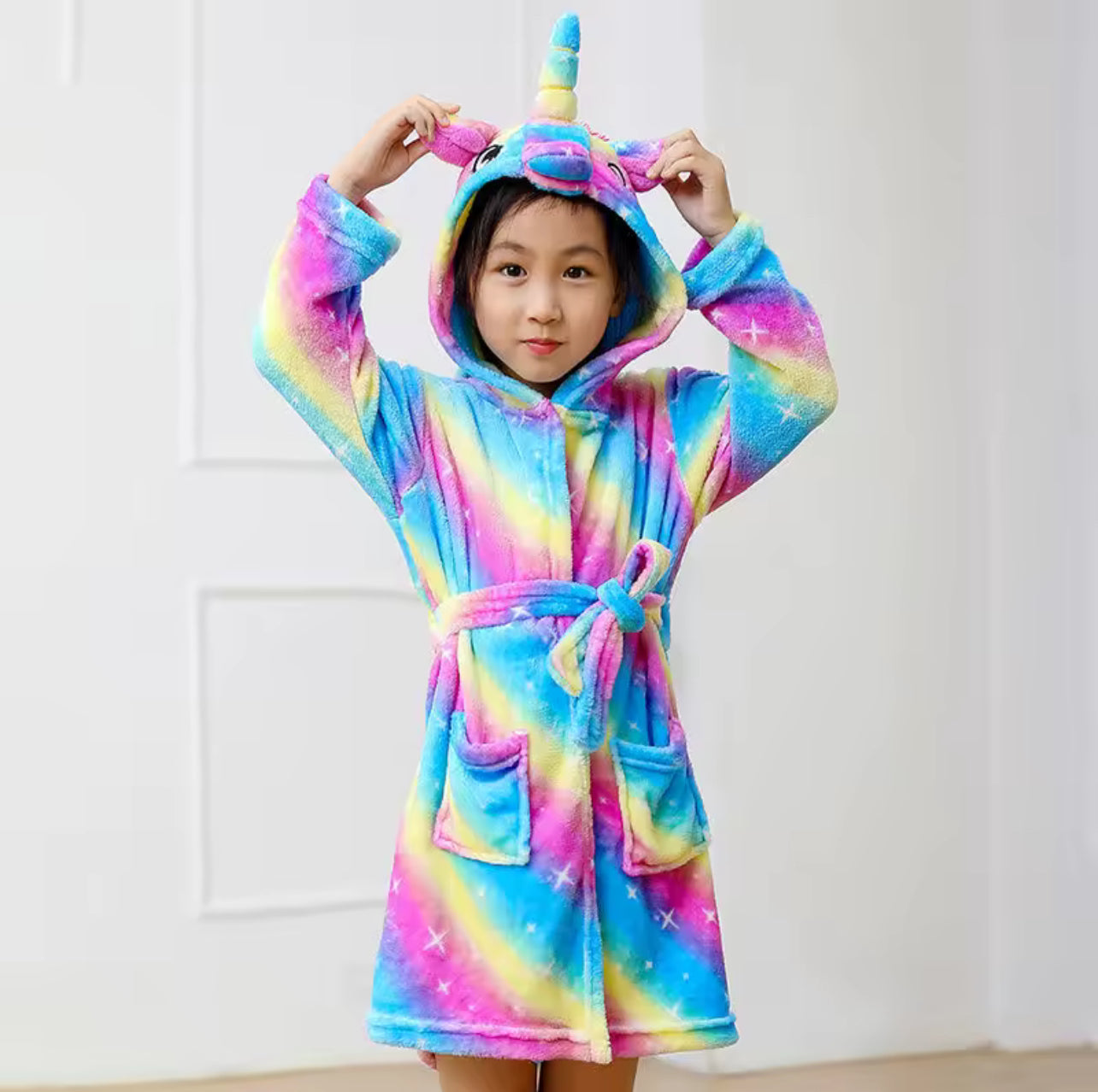 Unisex kids unicorn dressing gown