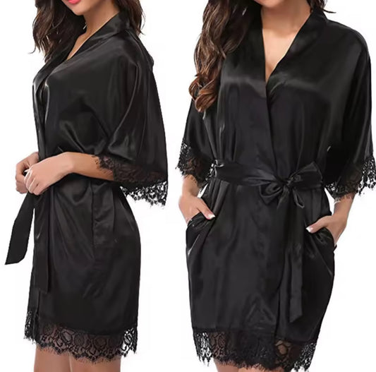Glossy dressing gown