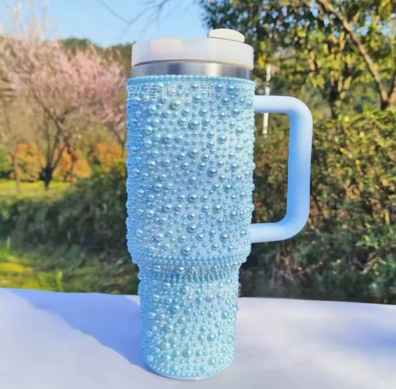 Diamond studded pearl tumbler cup PRE ORDER *