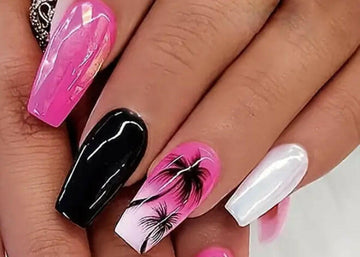 FLCN coconut tree design press on nails.