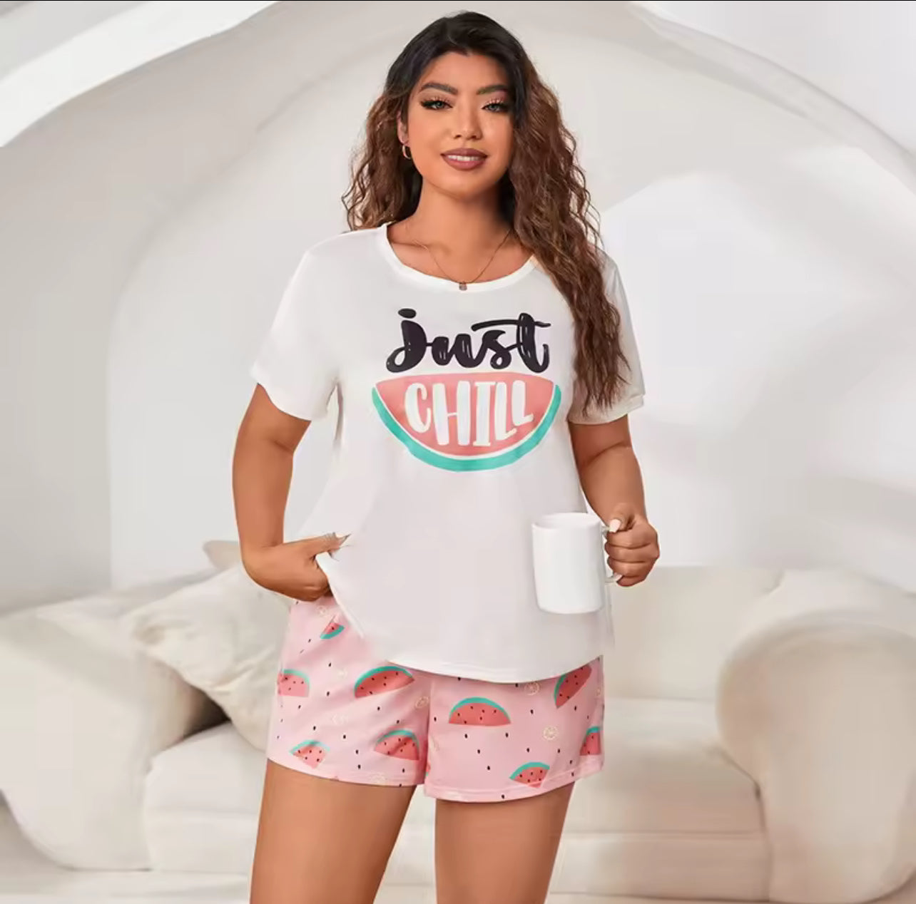 Plus size cute cartoon printed & letters pyjamas *PRE ORDER*