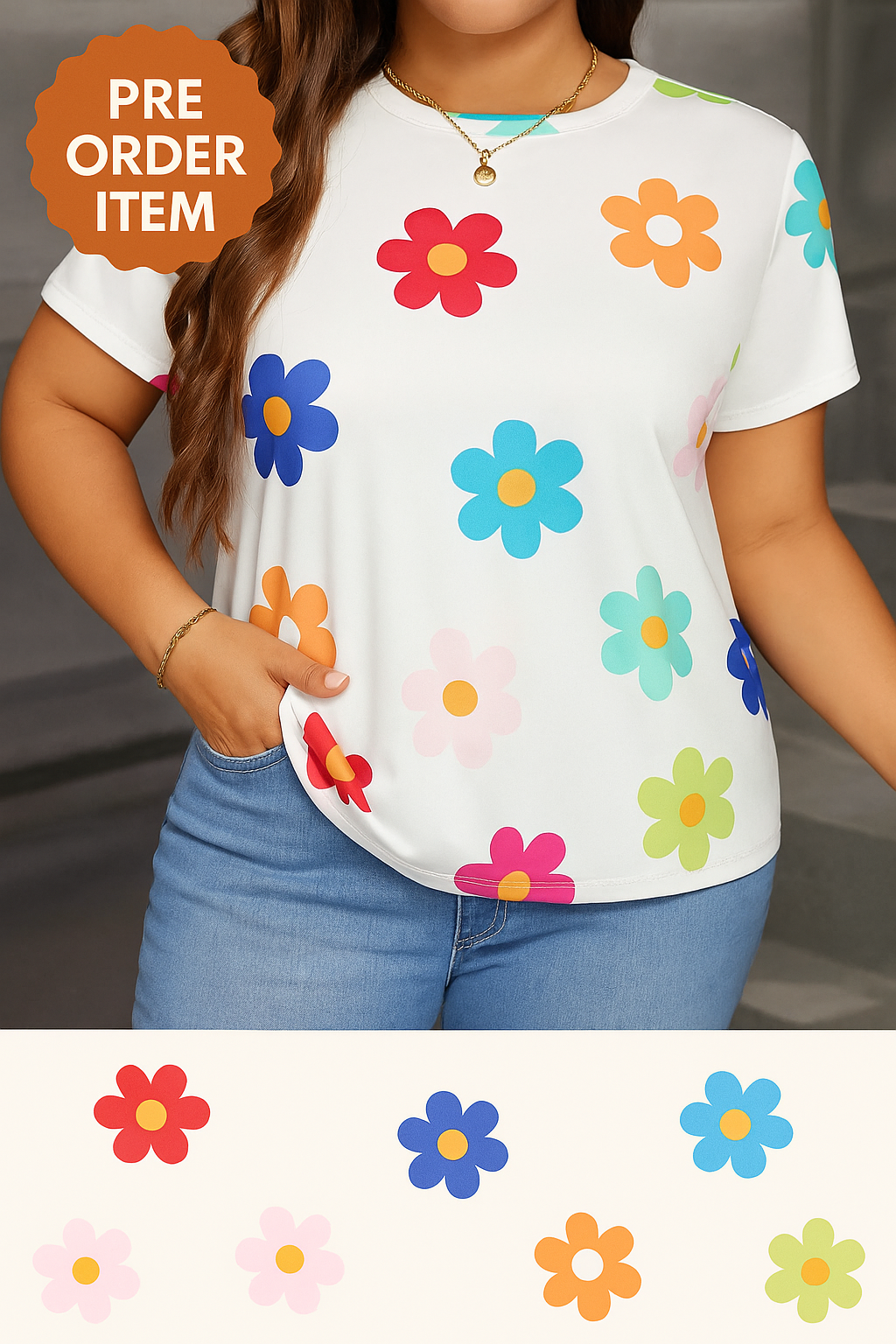 Flower printed tee shirt
