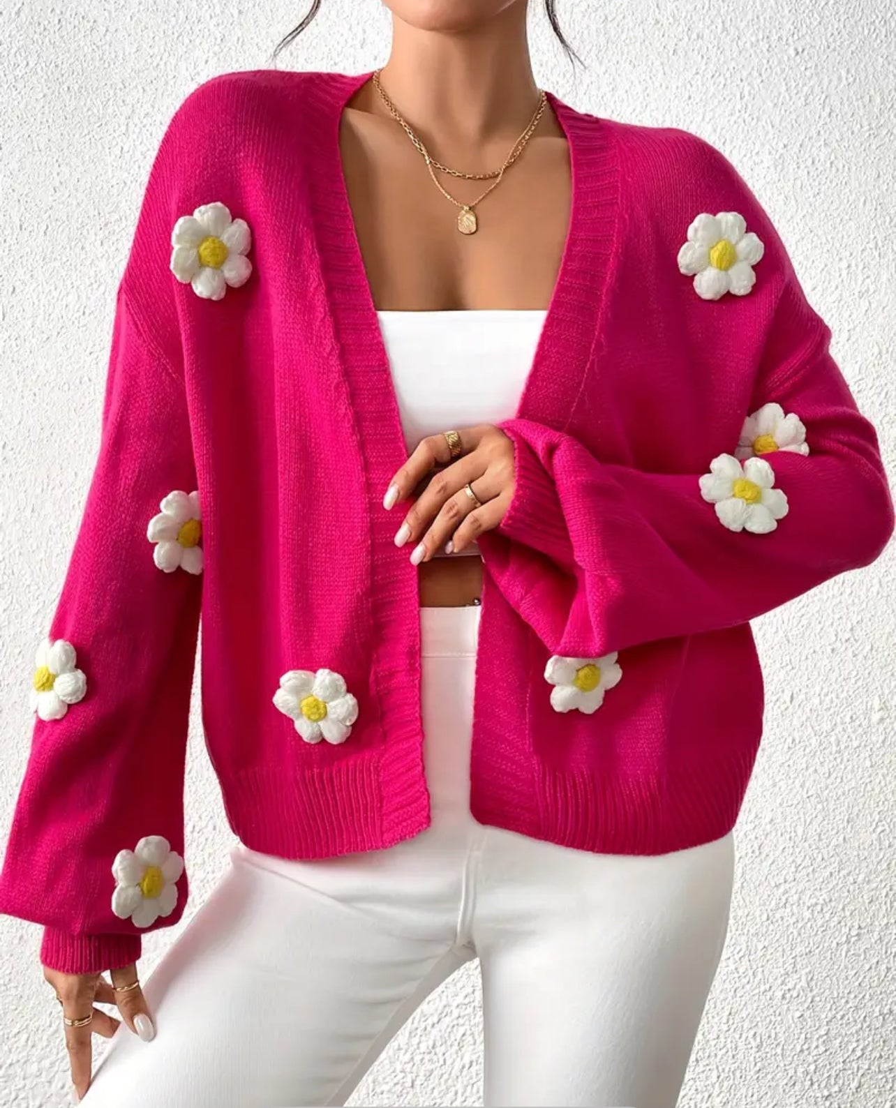 Flowery embroidery cardigan