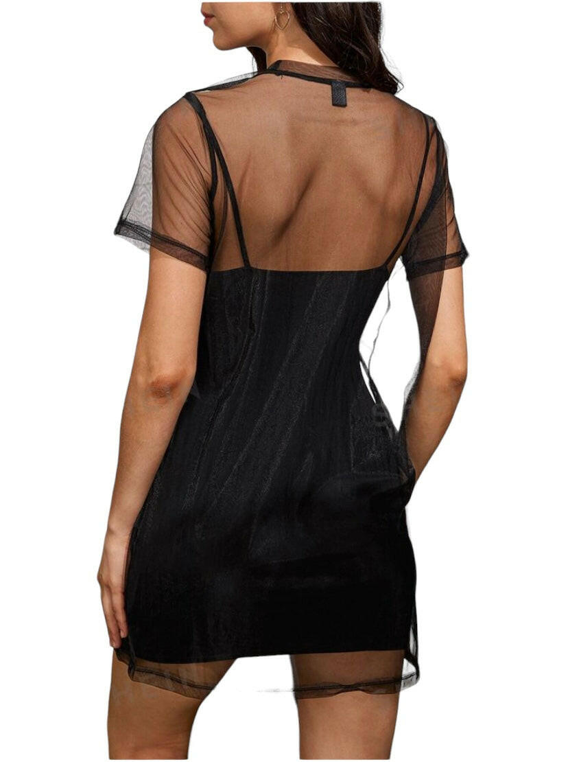 Sequin Lip Sheer dress (no lingerie).