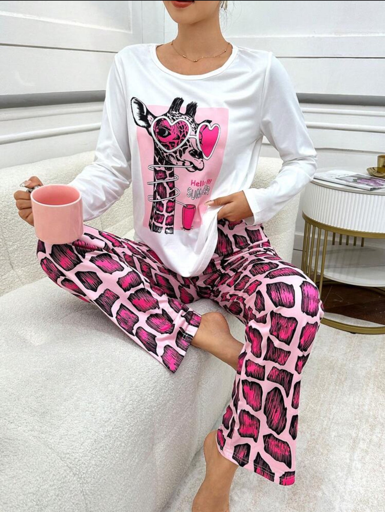 Cute giraffe design top & pant loungewear/PJ