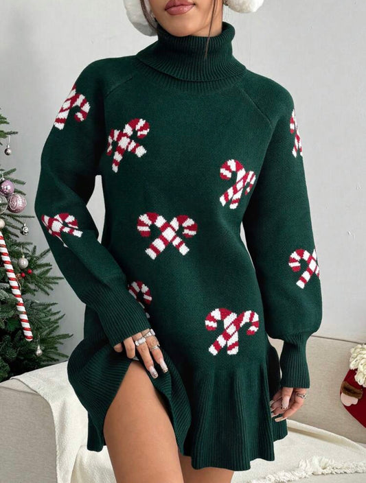 Candy Cane Christmas Knitted Jumper Dress” 🎄🍭❤️