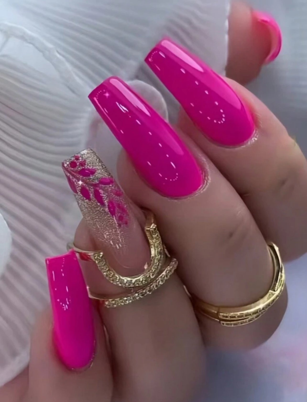 Magenta ballet long nails