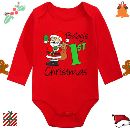 Baby 1st Christmas long sleeve romper