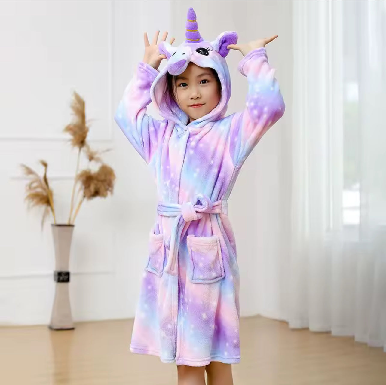 Unisex kids unicorn dressing gown