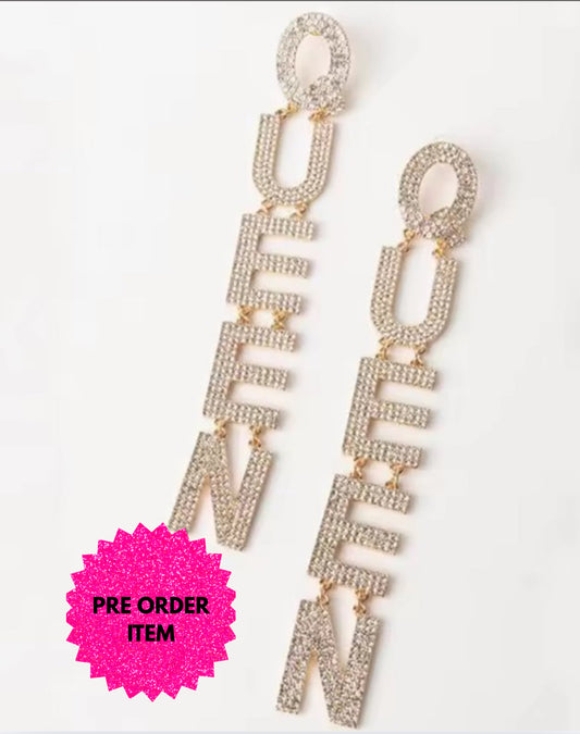 Queen drop down earrings