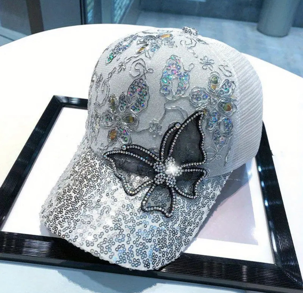 Sequins butterfly baseball cap