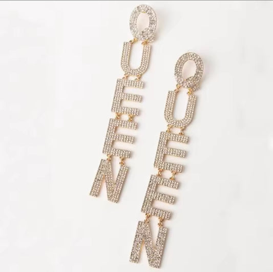 Queen drop down earrings
