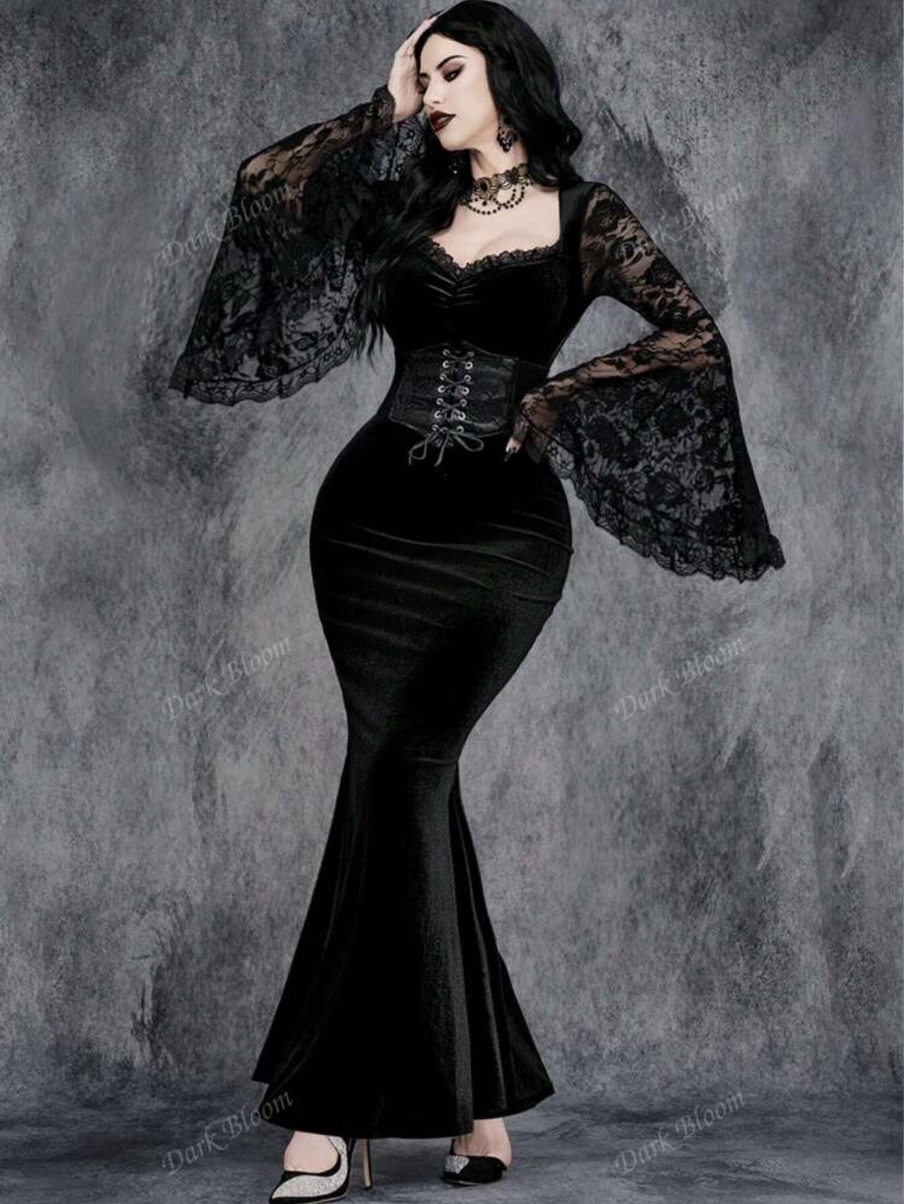 Gothic sexy Halloween fishtail dress