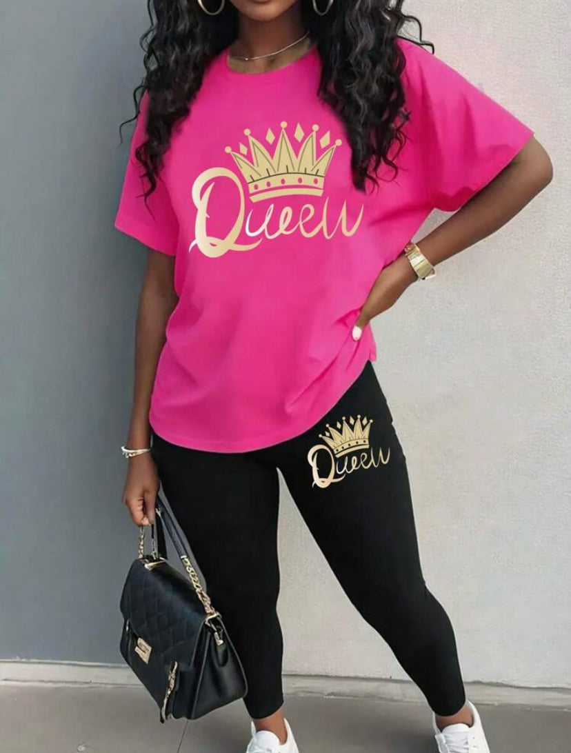 Queen tee shirt two piece set