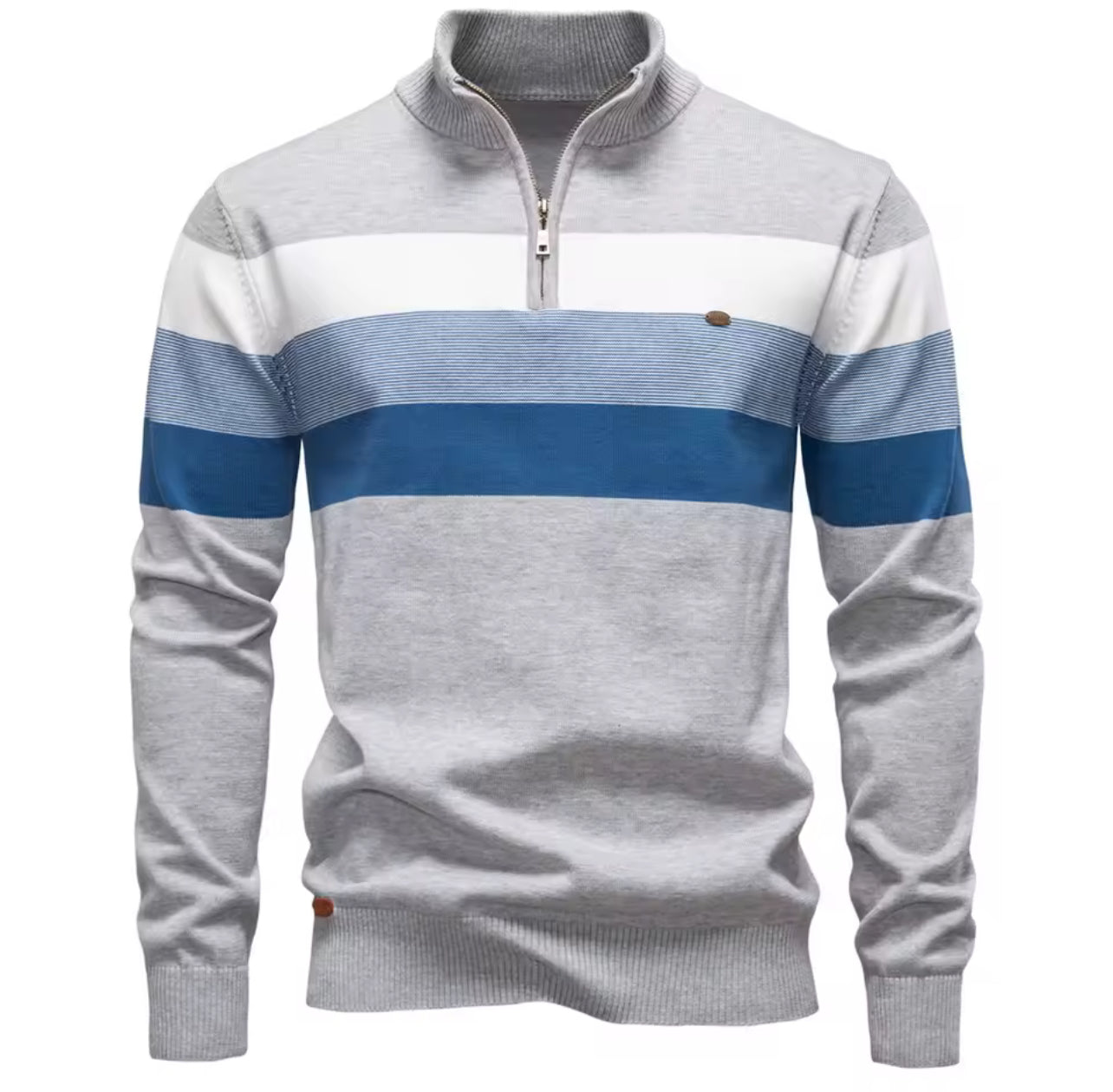 Men’s cotton mock neck stand collar  jumper