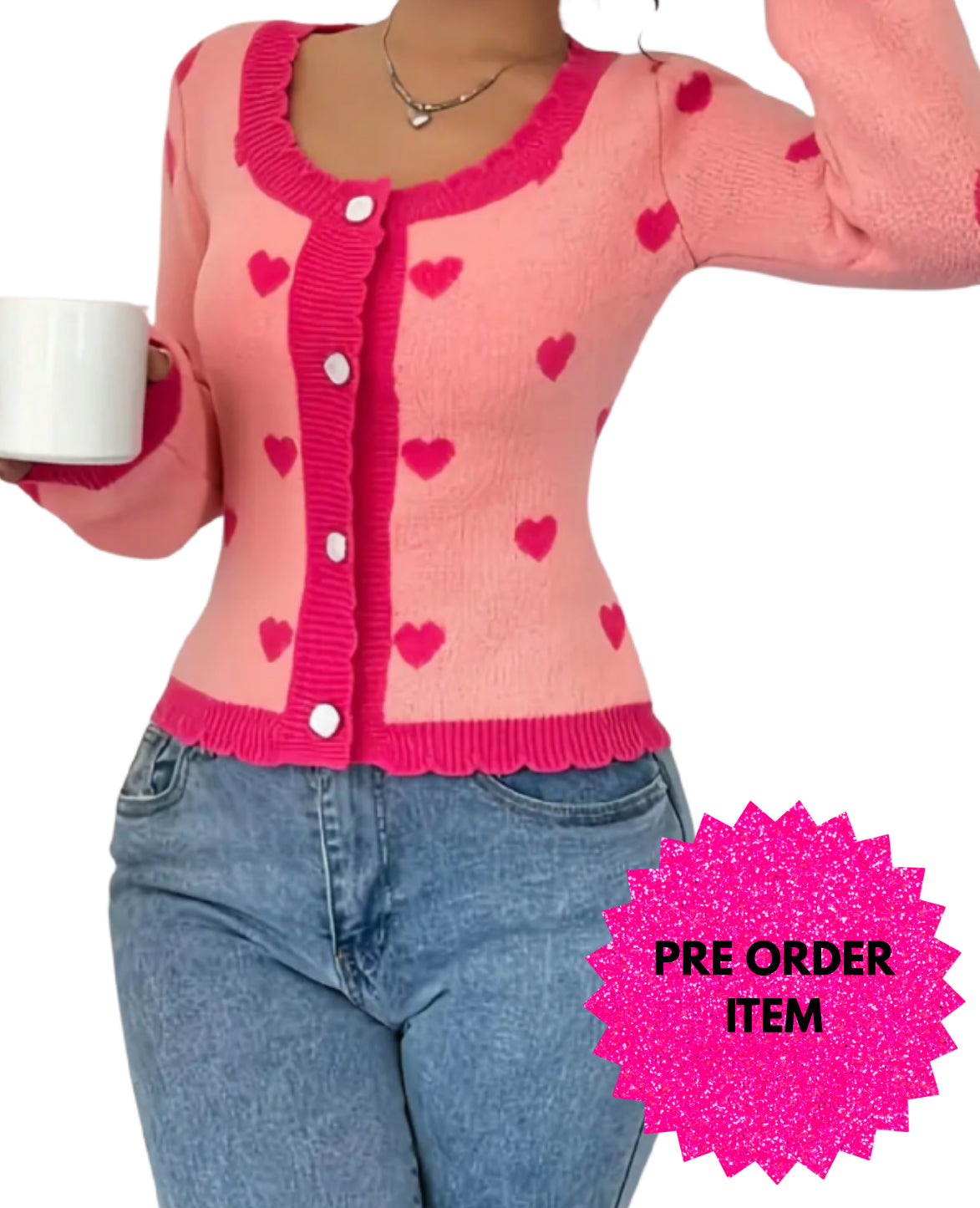 Heart pattern cardigan