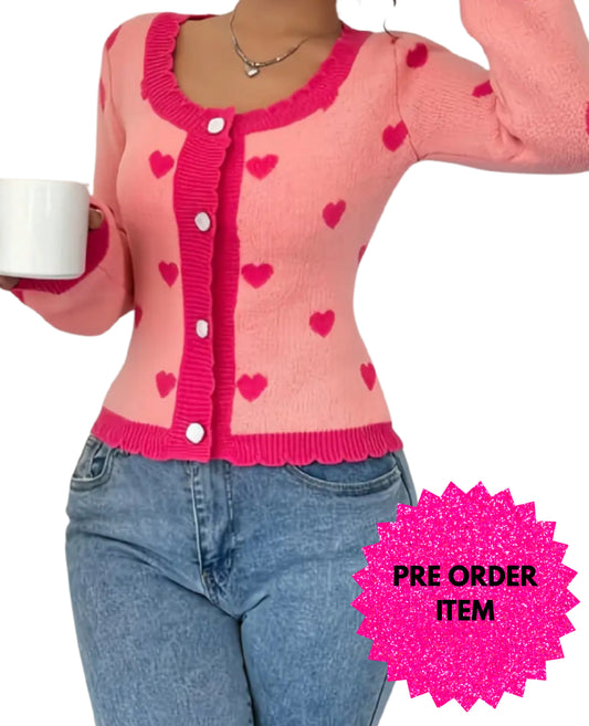 Heart pattern cardigan