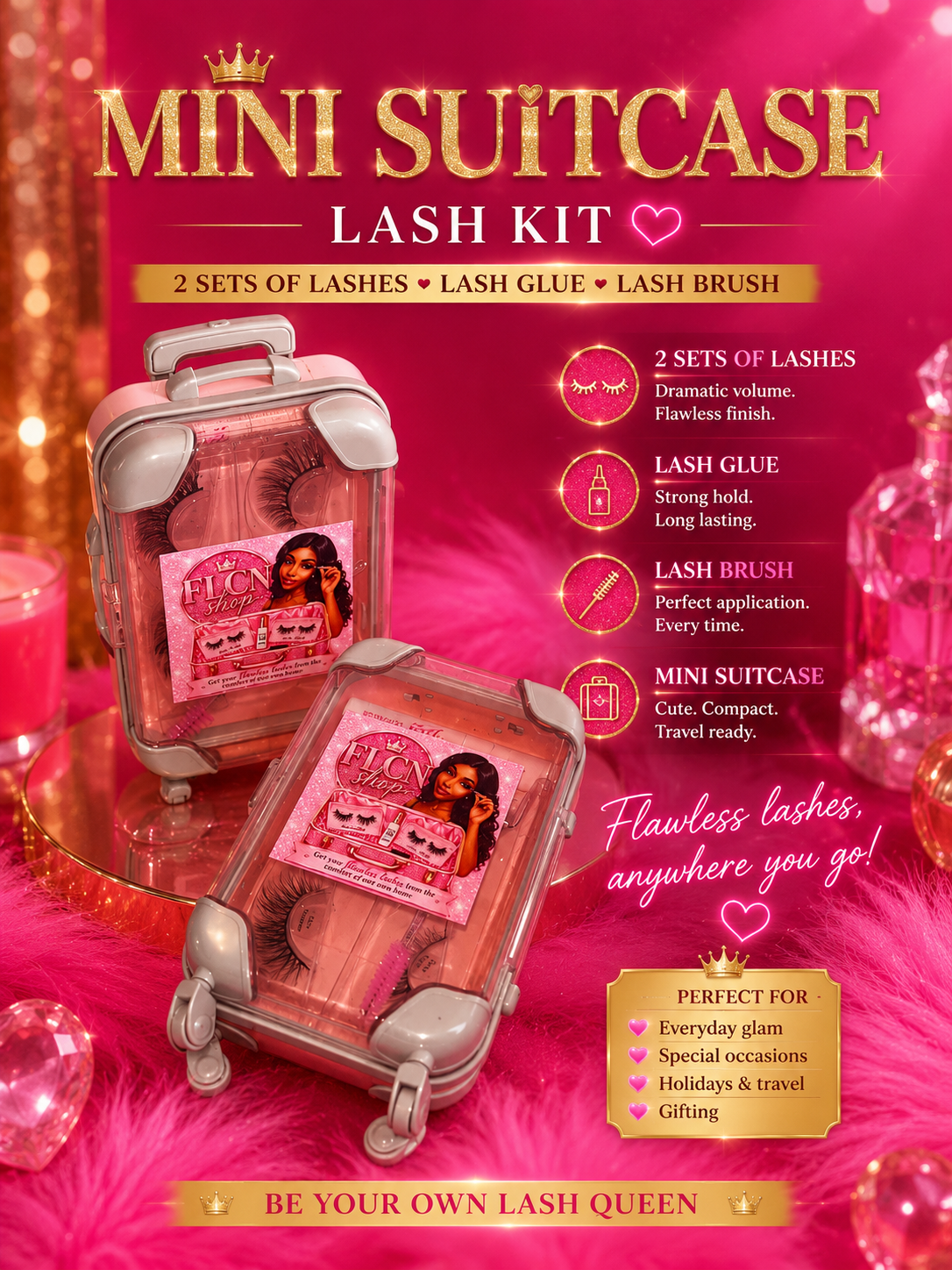 Mini suitcase lash kit