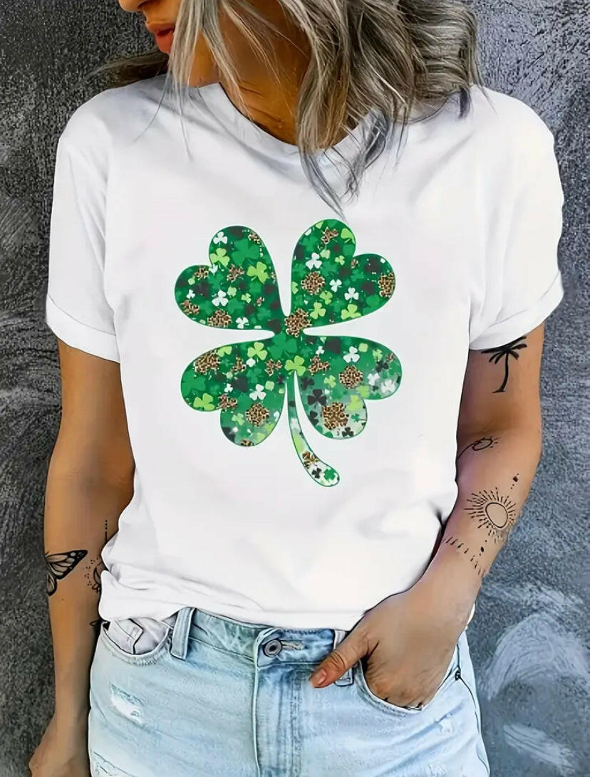 Lucky clover print tee shirt.
