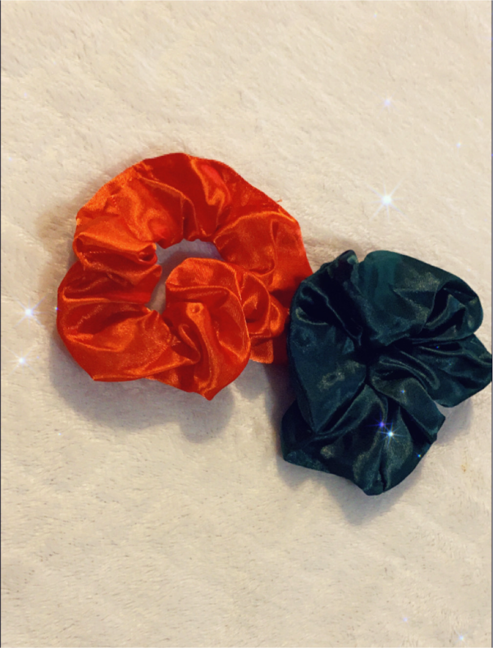 Two Christmas themed hair scrunchies