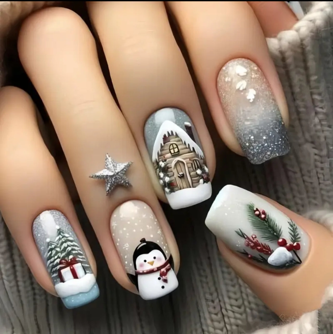 Christmas themed press on nails
