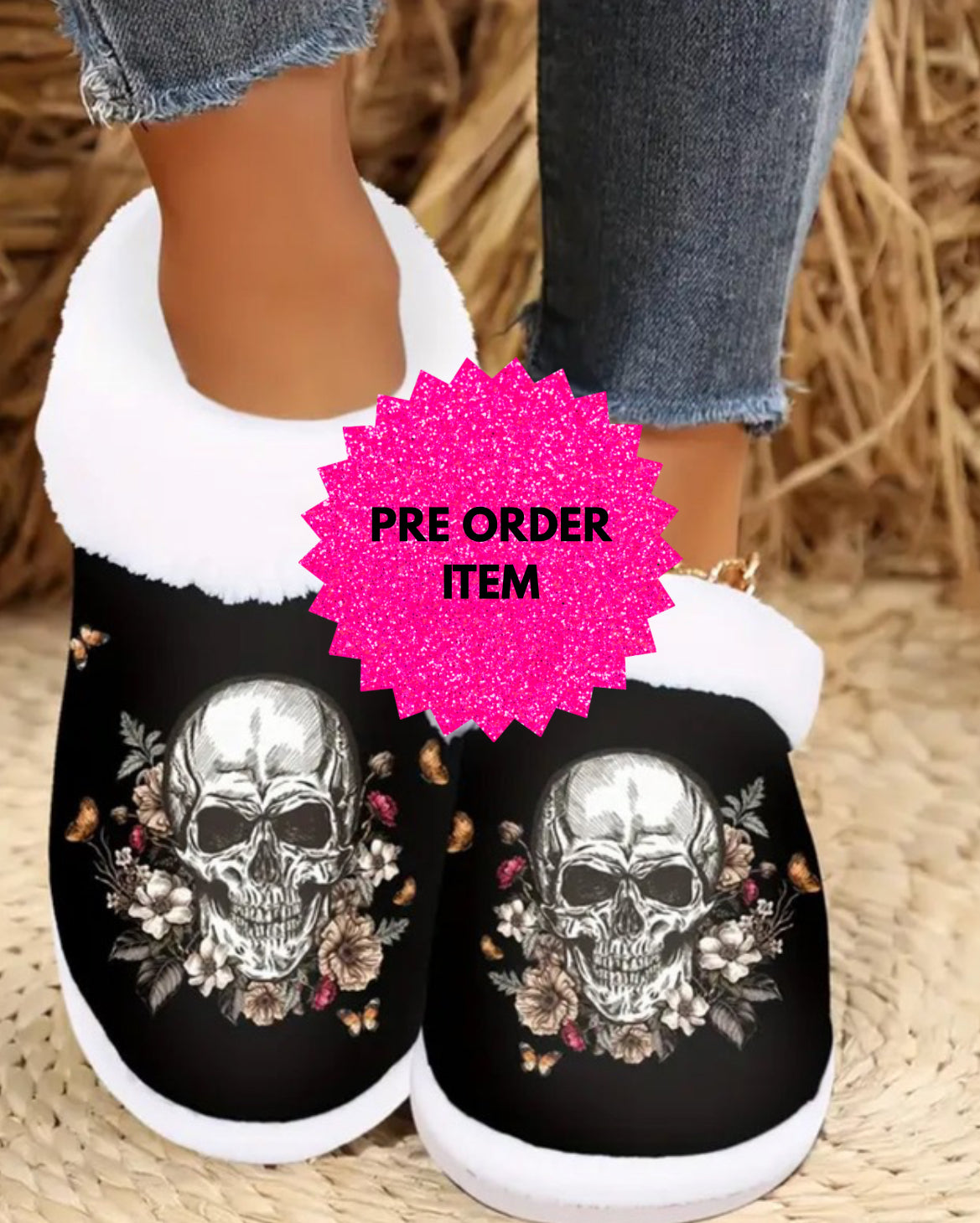 Skull printed slippers