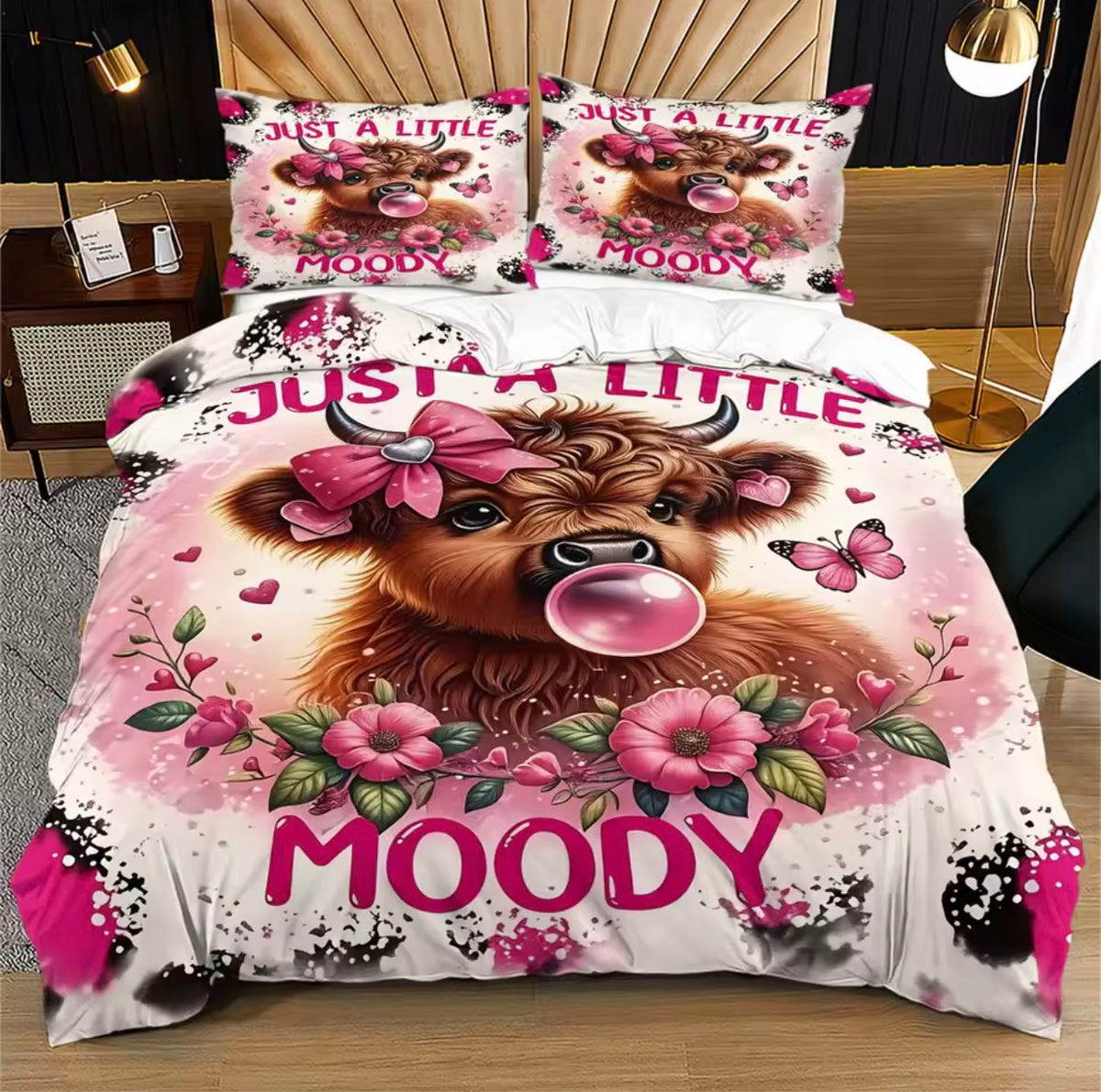 🐮💕 Just a Little Moo-dy Duvet Cover Set