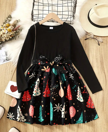 Girls Christmas tree design dress