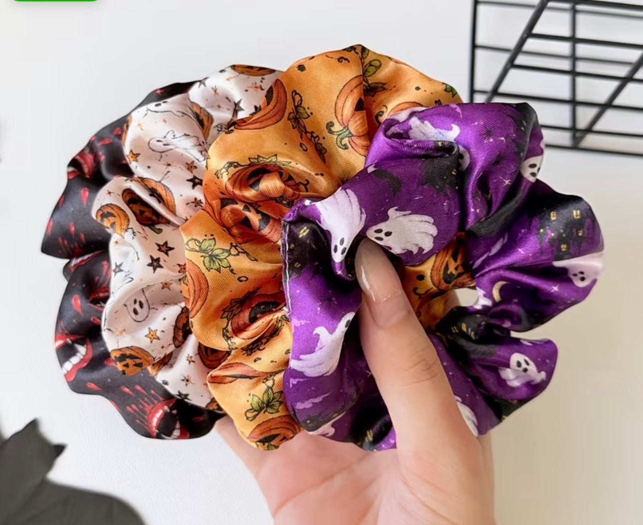 Halloween printed hair scrunchies