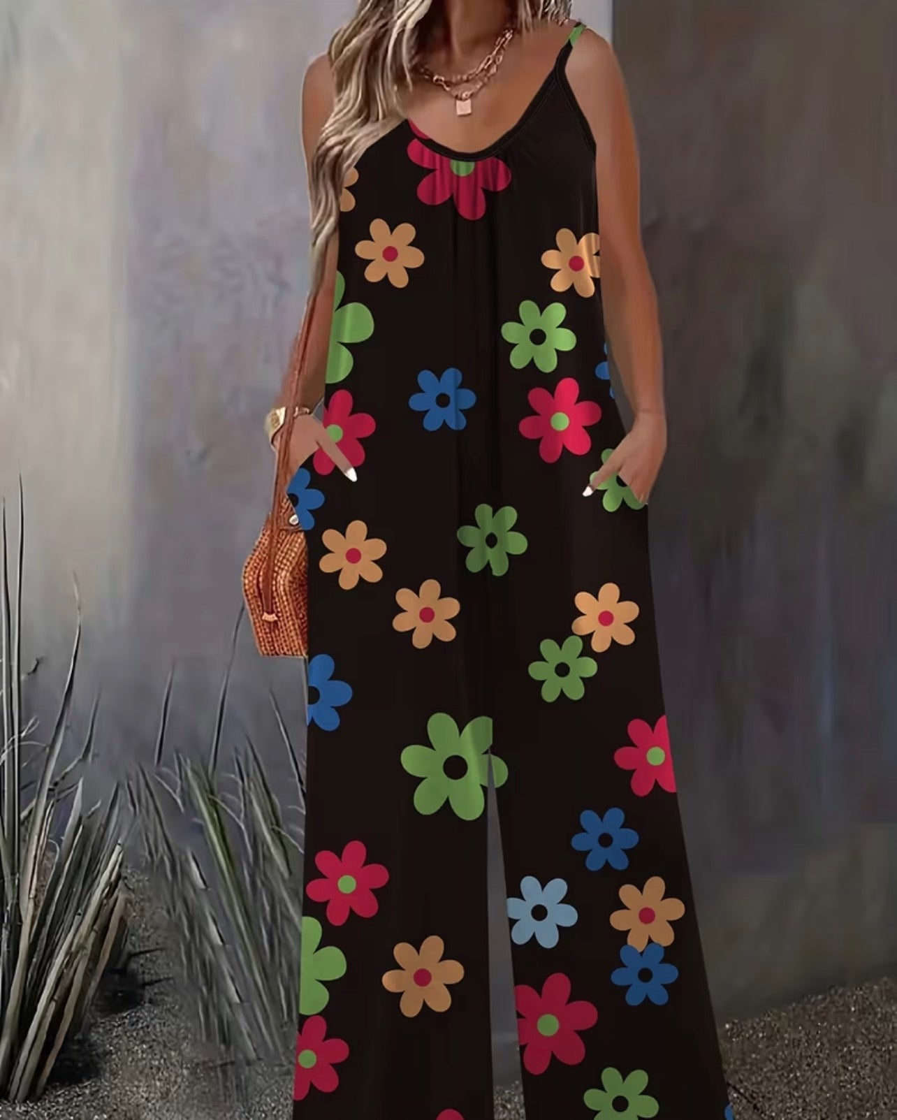 Plus size floral jumpsuit
