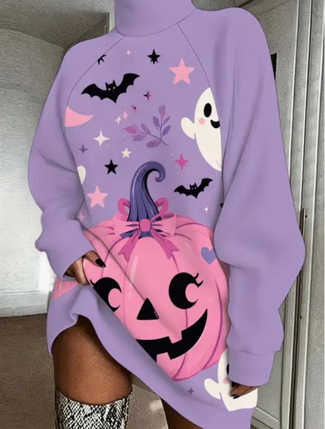 Cute pink pumpkin mid length dress