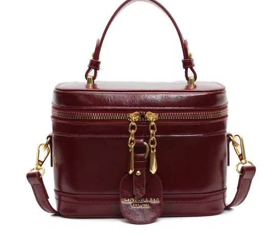 Burgundy vintage style box bag