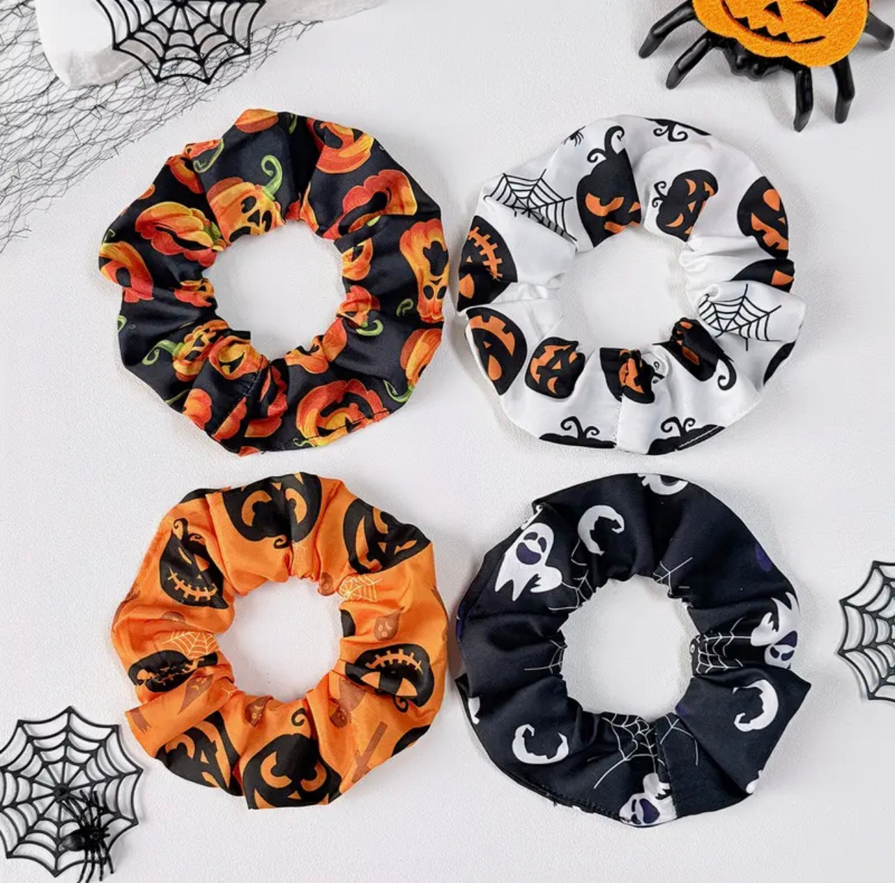 Halloween printed hair scrunchies