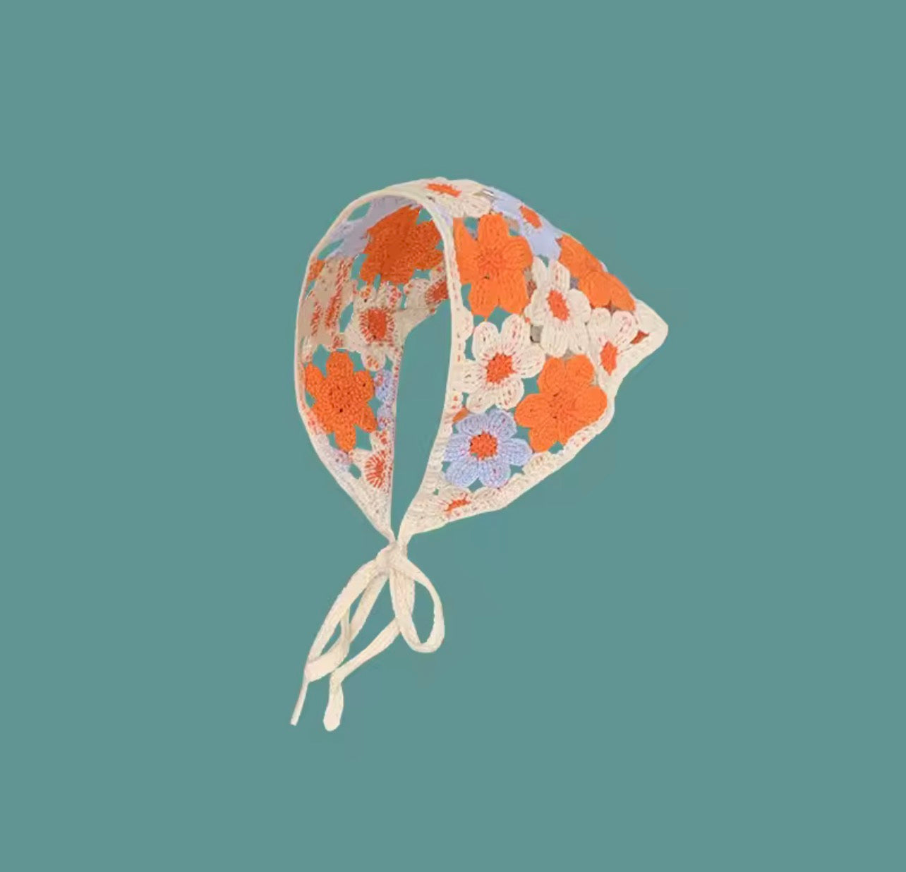 Cute handmade crochet hollow headscarf