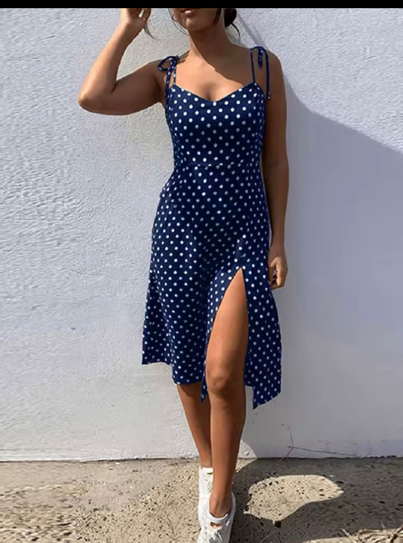 Casual polka dot sleeveless sundress
