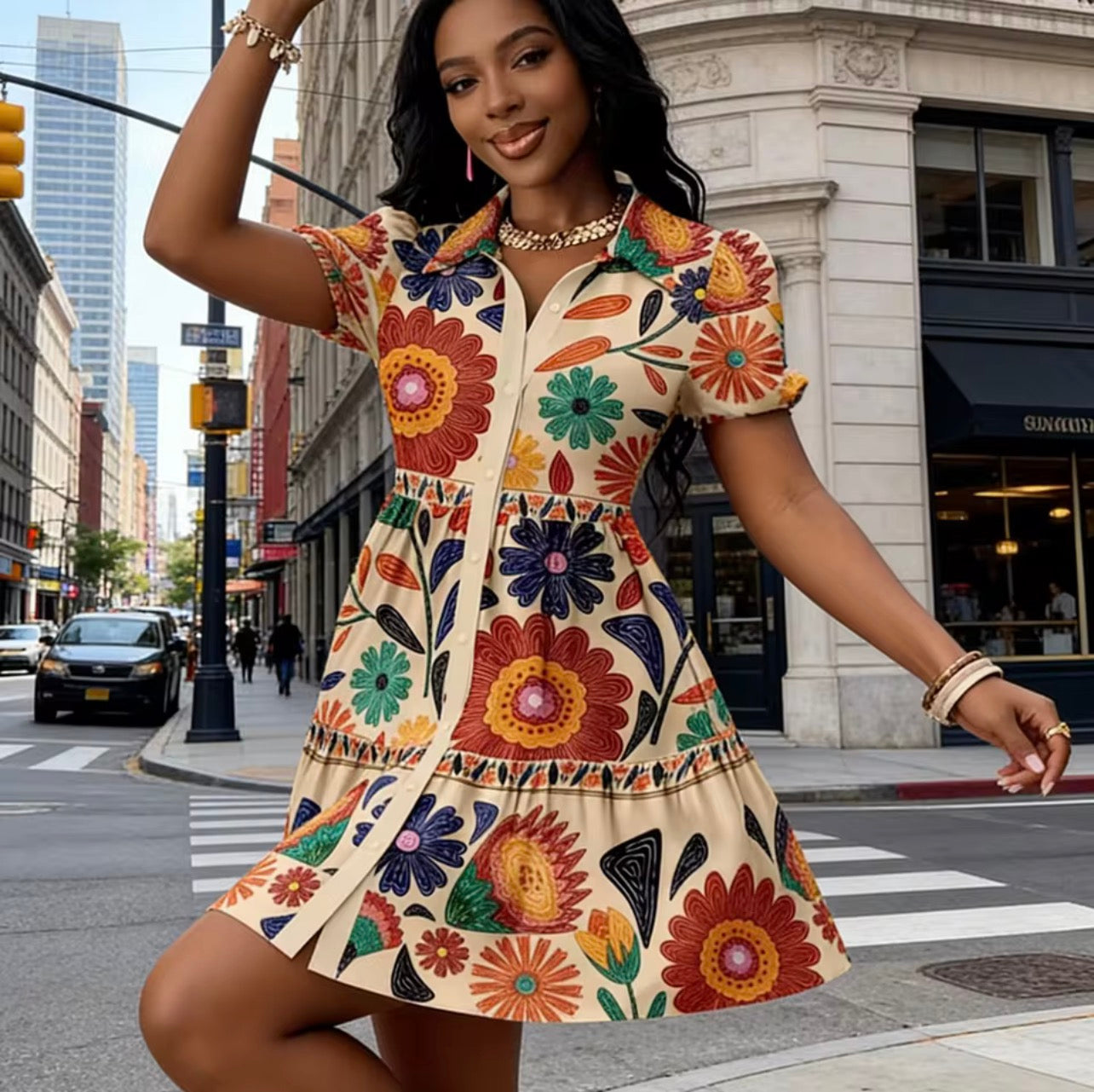 Summer floral print dress