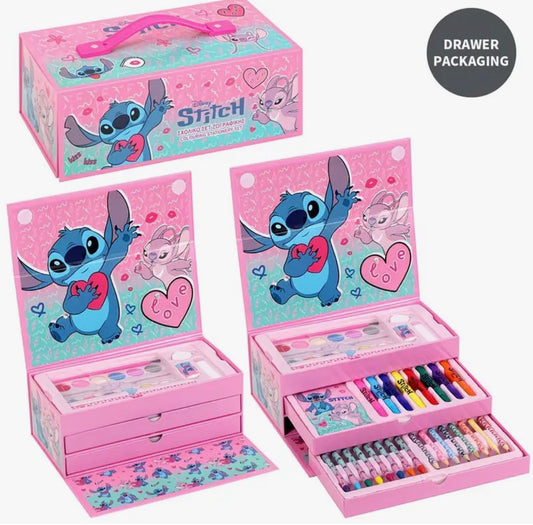 💖 Stitch & Angel Magical Creativity – Deluxe Drawer Art & Colouring Set