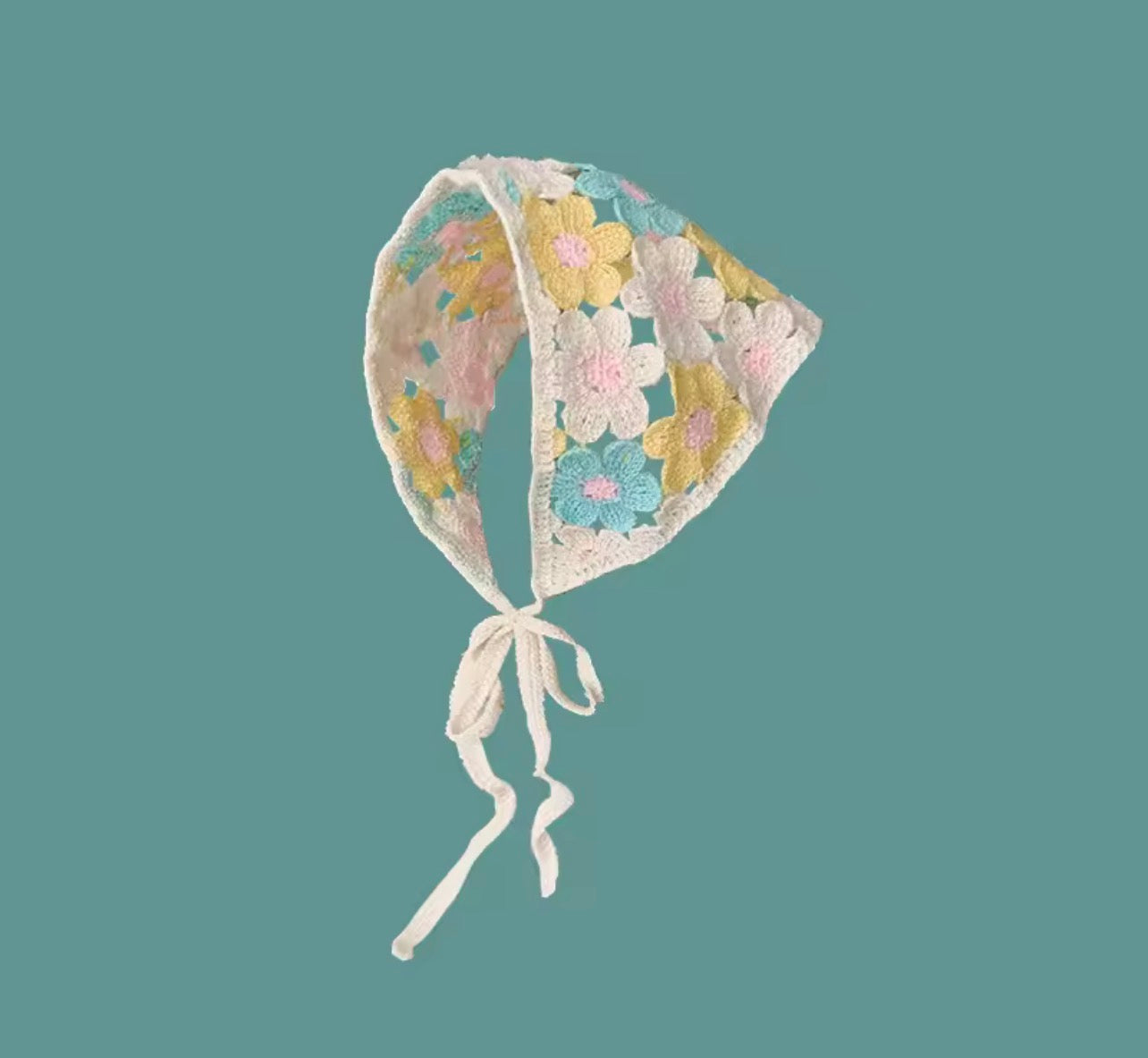 Cute handmade crochet hollow headscarf
